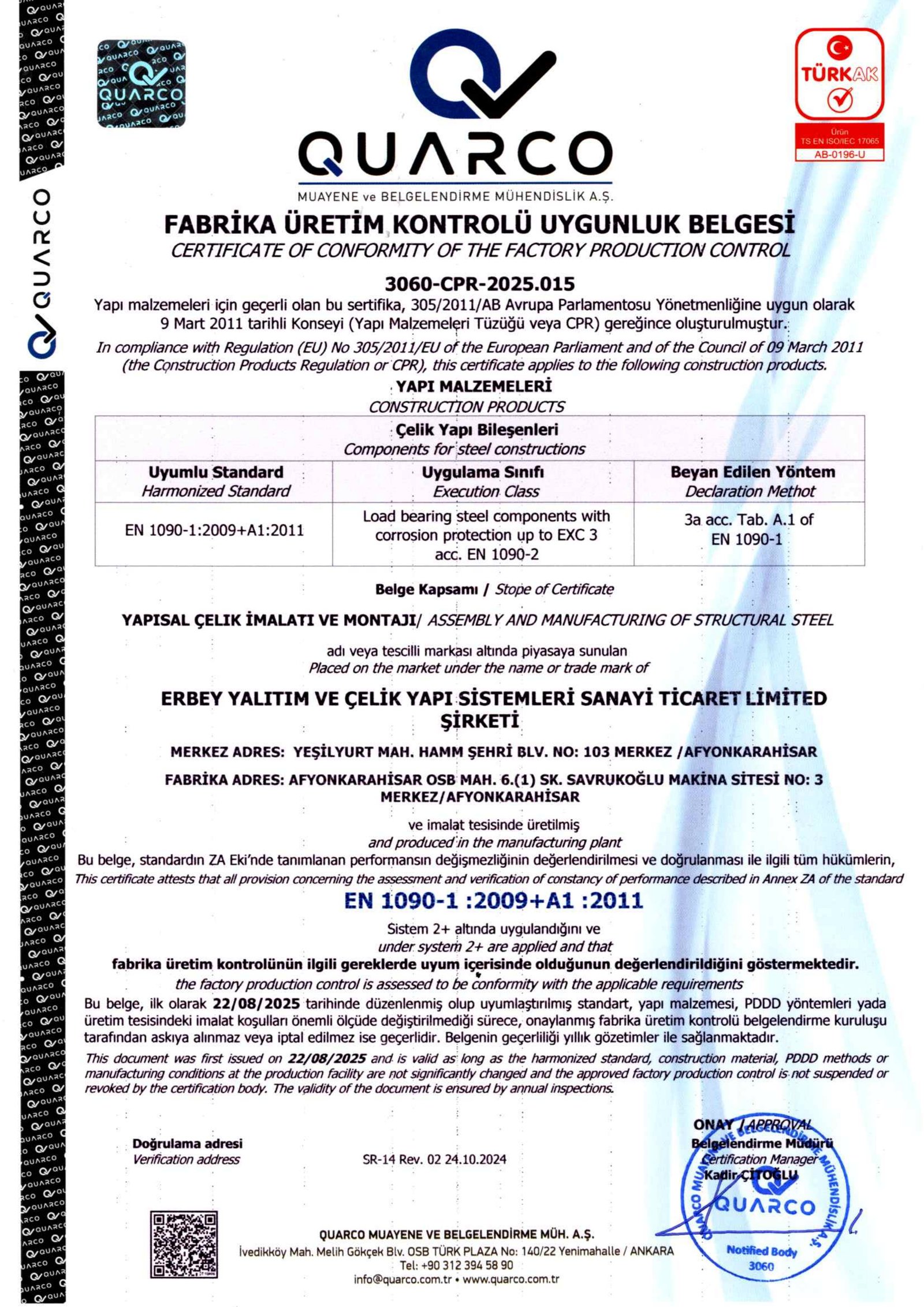 EN 1090 Sertifikası